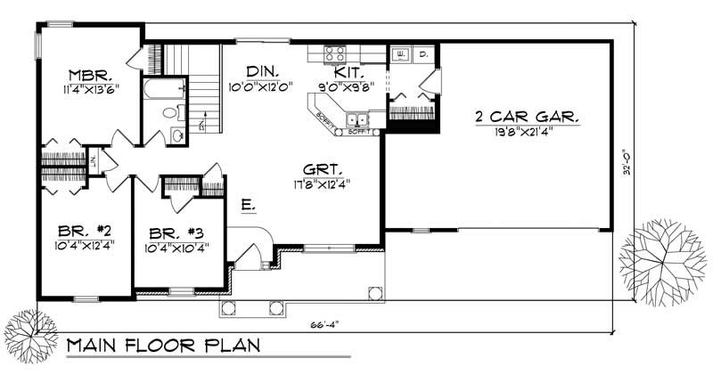 Floor Plan First Story of Ranch Plan #101-1527
