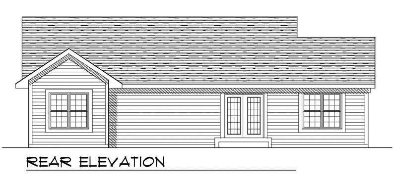 Home Plan Rear Elevation of this 3-Bedroom,1274 Sq Ft Plan -101-1528