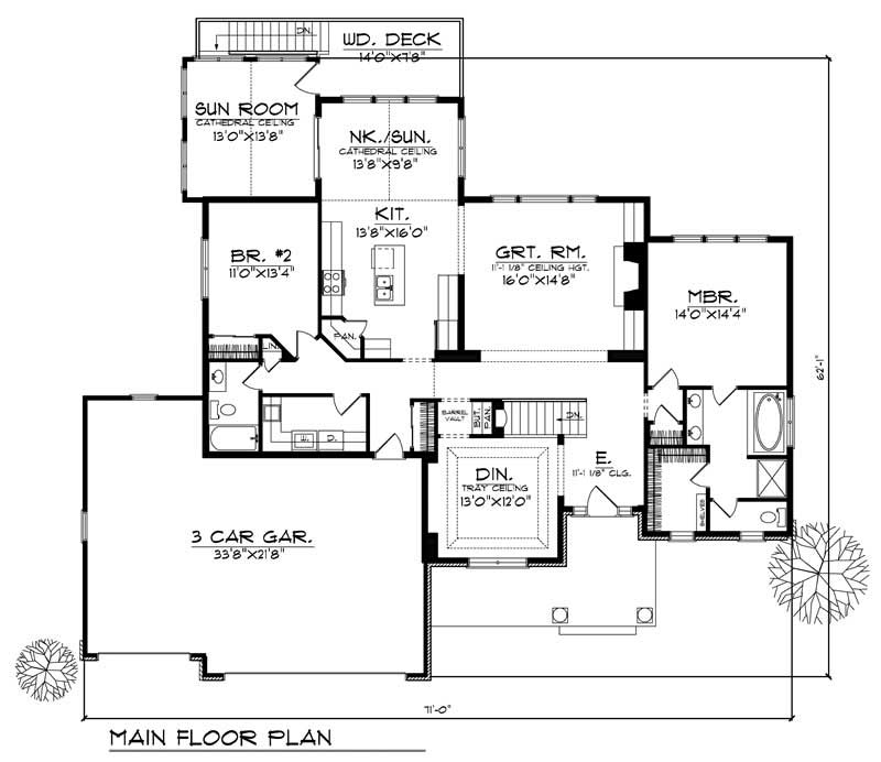 Floor Plan First Story of Ranch Plan #101-1529