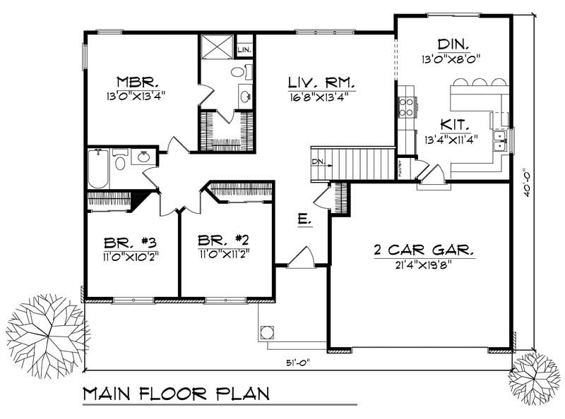 Floor Plan First Story of Ranch Plan #101-1530