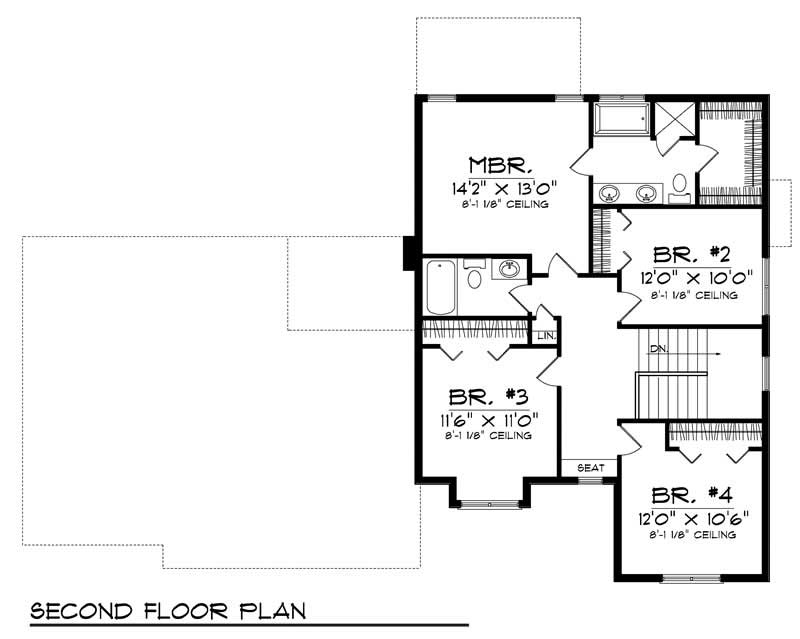 Floor Plan Second Story of Country Plan #101-1533