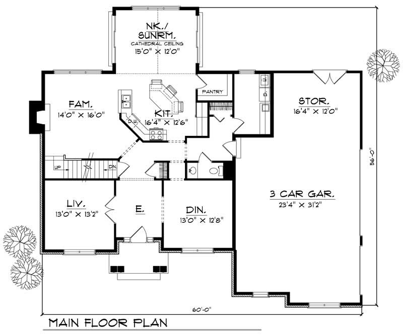 Floor Plan First Story of Country Plan #101-1534