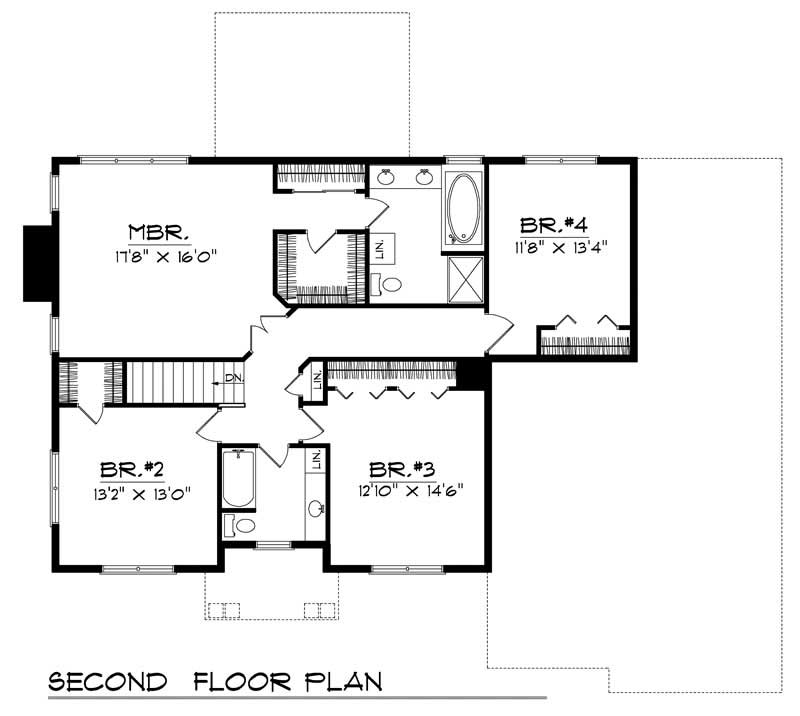 Floor Plan Second Story of Country Plan #101-1534