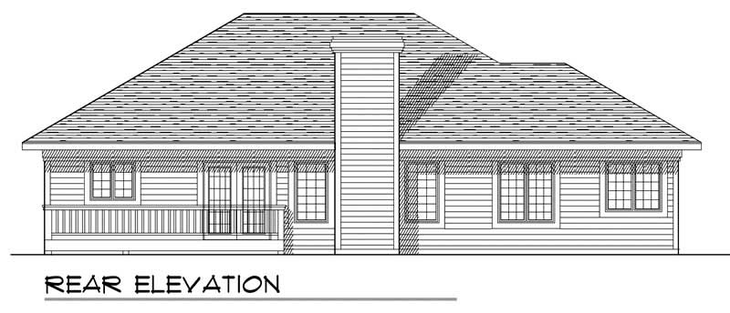 Home Plan Rear Elevation of this 3-Bedroom,1461 Sq Ft Plan -101-1541