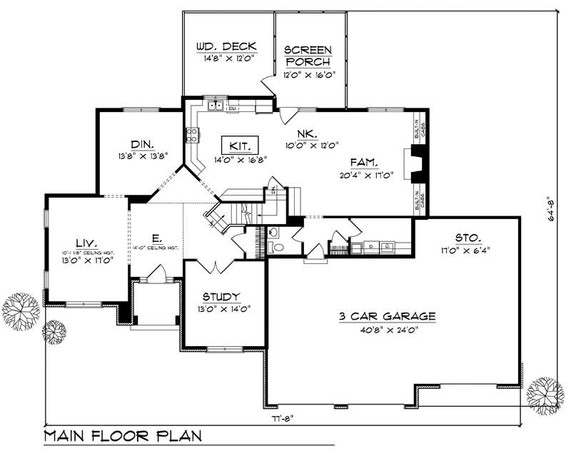 Floor Plan First Story of European Plan #101-1543