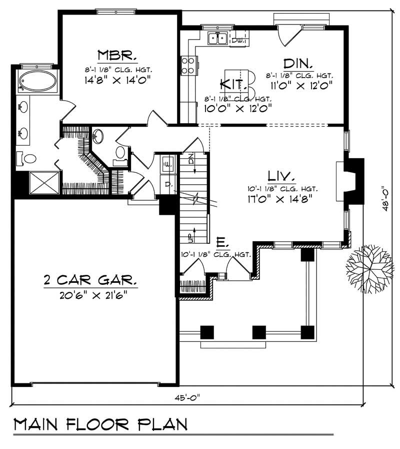 Floor Plan First Story of Bungalow Plan #101-1544