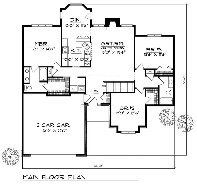 Floor Plan First Story of Ranch Plan #101-1545