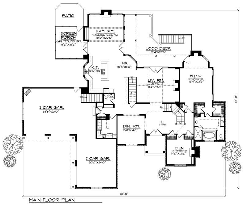 Floor Plan First Story of French Plan #101-1548
