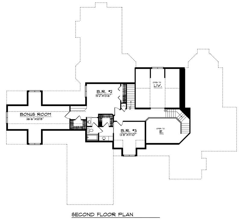Floor Plan Second Story of French Plan #101-1548