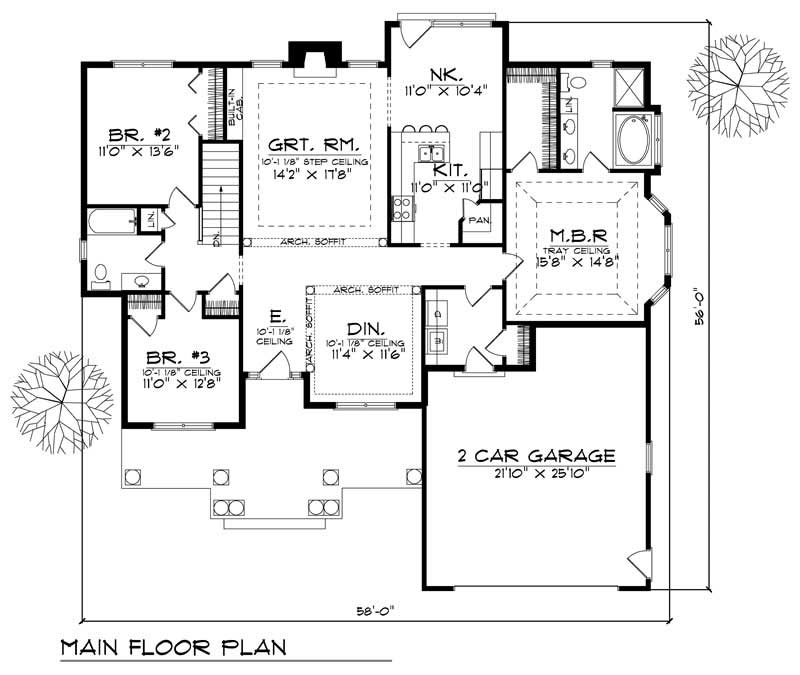 Floor Plan First Story of Colonial Plan #101-1549