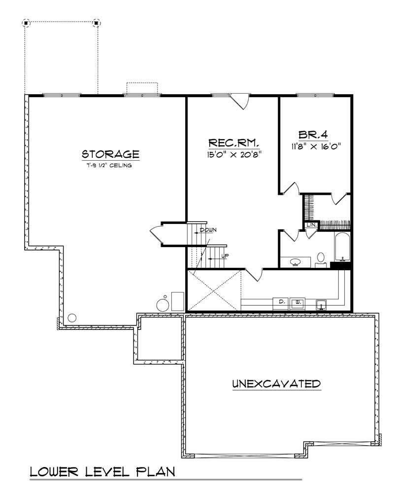 Floor Plan Basement of Bungalow Plan #101-1551