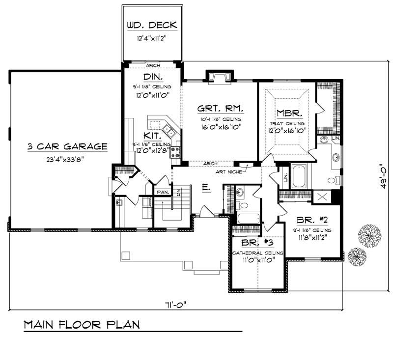 Floor Plan First Story of Ranch Plan #101-1554