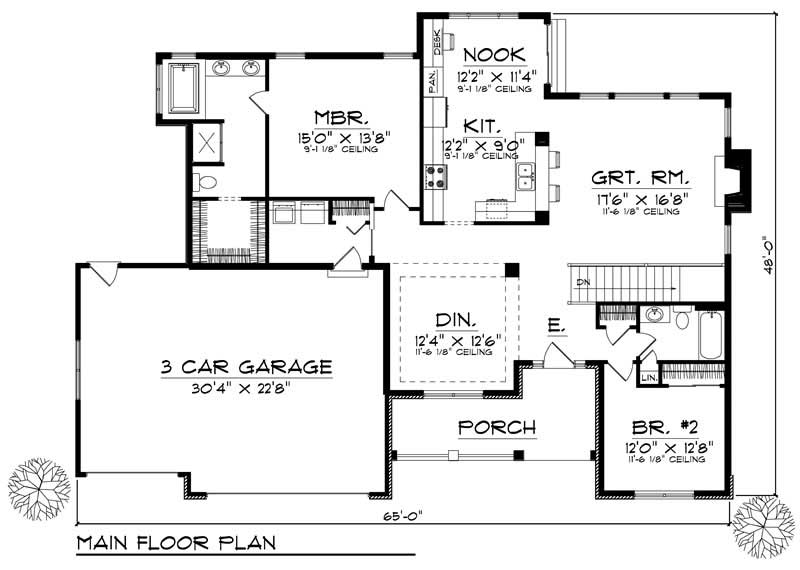 Floor Plan First Story of Ranch Plan #101-1555