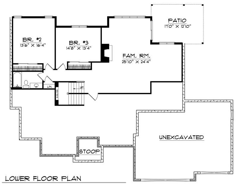 Floor Plan Basement of Ranch Plan #101-1559