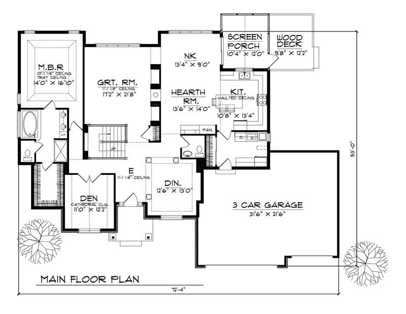 Floor Plan First Story of Ranch Plan #101-1559