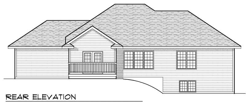 Home Plan Rear Elevation of this 3-Bedroom,1636 Sq Ft Plan -101-1561