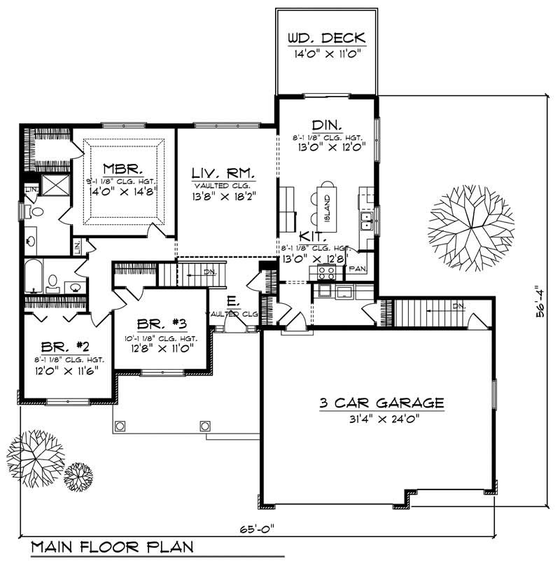 Floor Plan First Story of Ranch Plan #101-1561