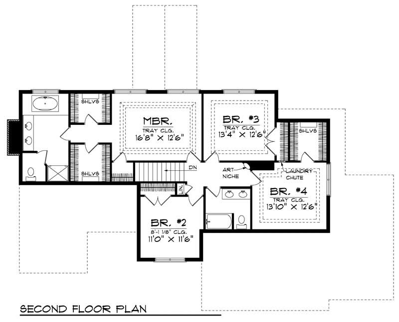 Floor Plan Second Story of Traditional Plan #101-1563