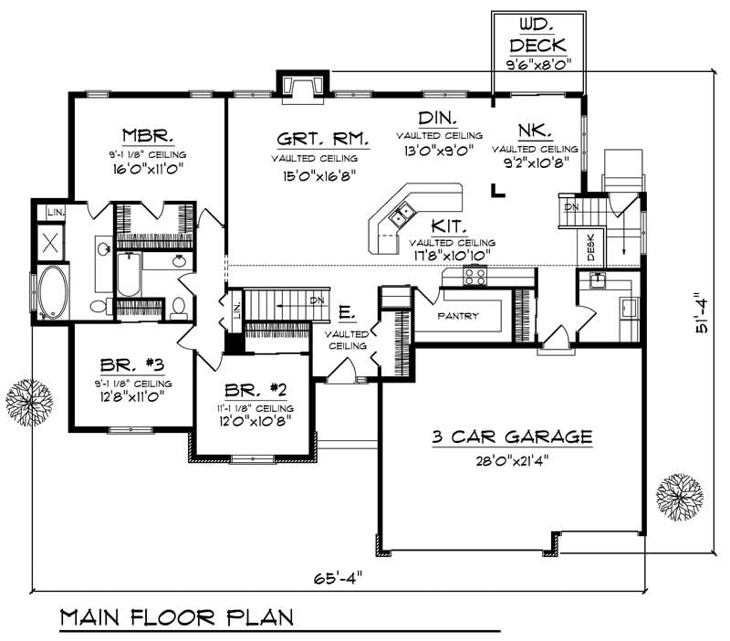Floor Plan First Story of Ranch Plan #101-1565
