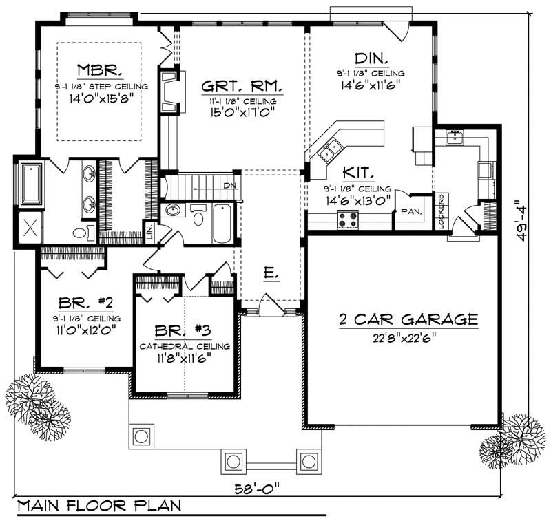 Floor Plan First Story of Ranch Plan #101-1567