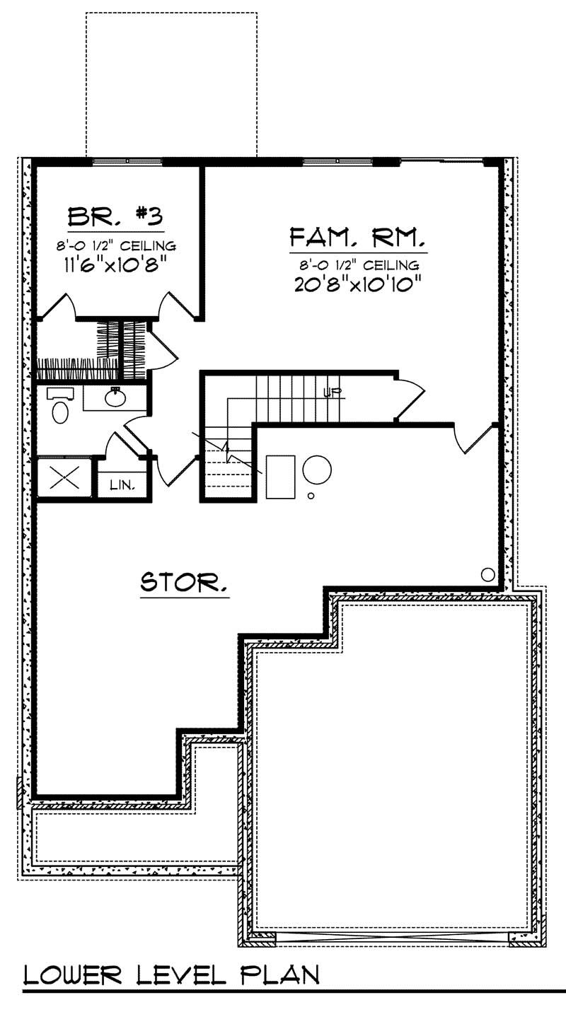 Floor Plan Basement of Bungalow Plan #101-1568