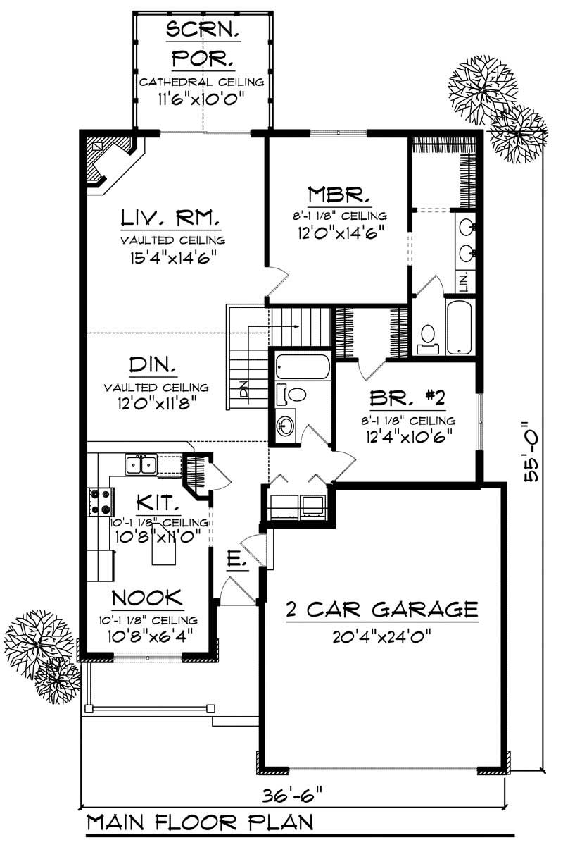 Floor Plan First Story of Bungalow Plan #101-1568