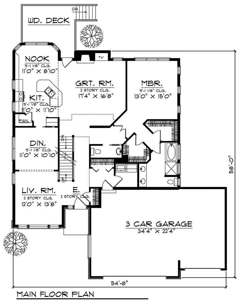 Floor Plan First Story of Country Plan #101-1572