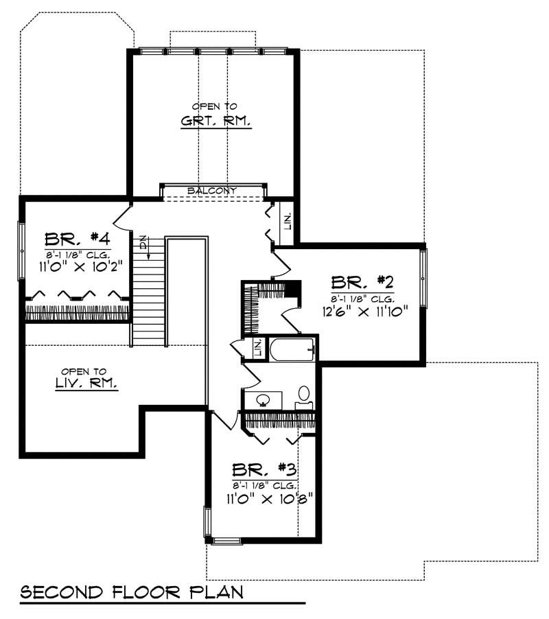 Floor Plan Second Story of Country Plan #101-1572