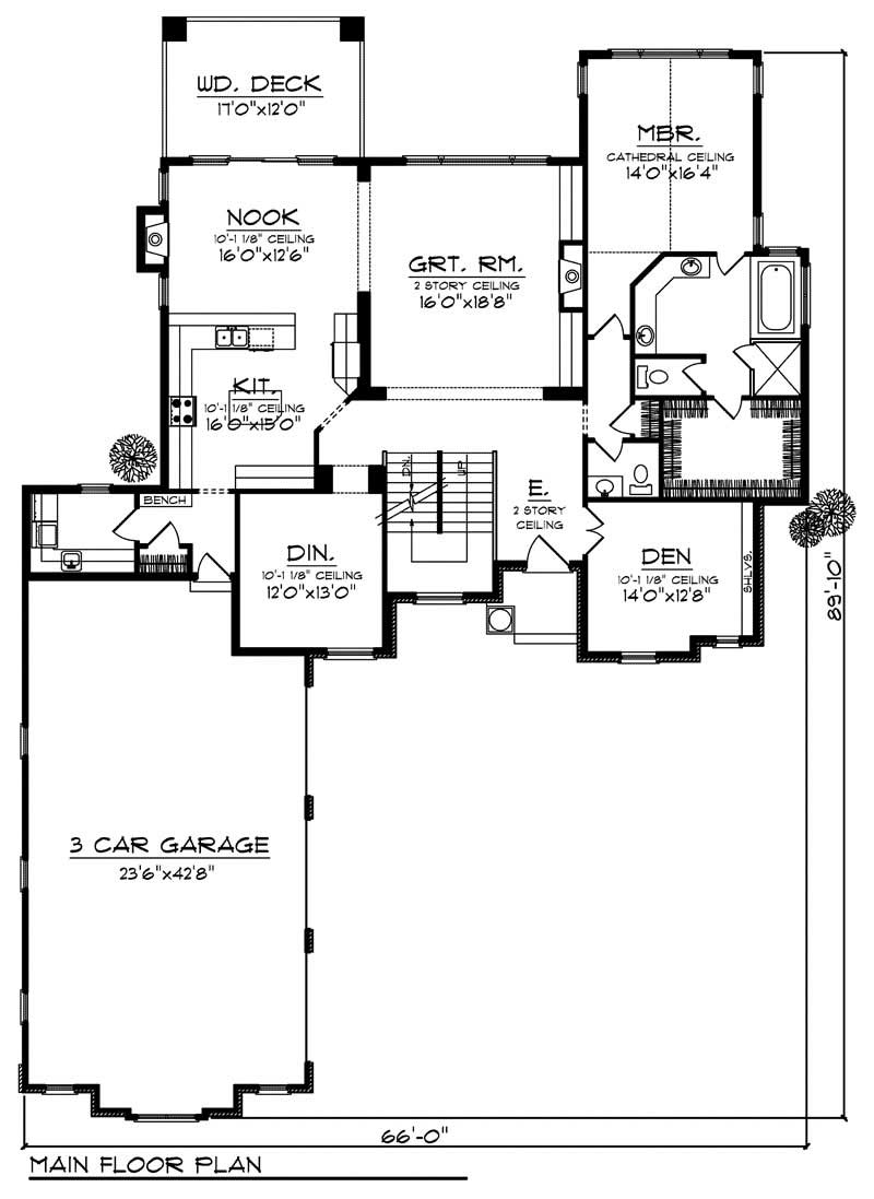 Floor Plan First Story of French Plan #101-1573