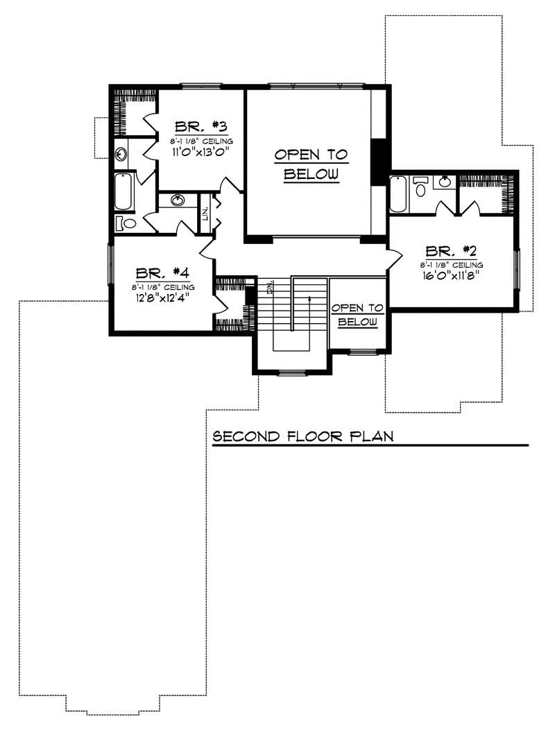 Floor Plan Second Story of French Plan #101-1573