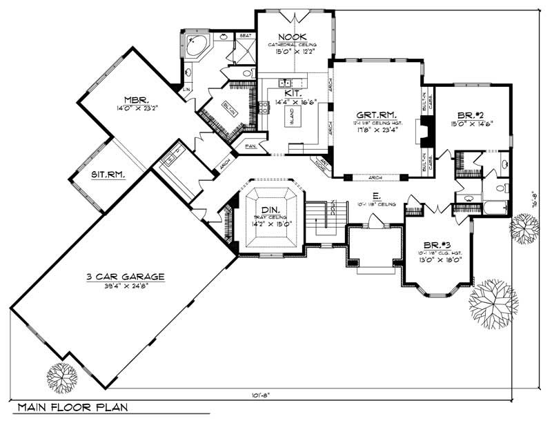 Floor Plan First Story of Country Plan #101-1574
