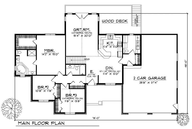 Floor Plan First Story of Ranch Plan #101-1575