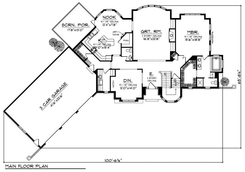 Floor Plan First Story of European Plan #101-1578