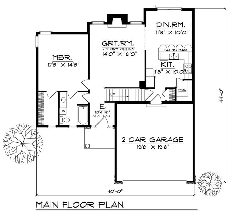 Floor Plan First Story of Ranch Plan #101-1591