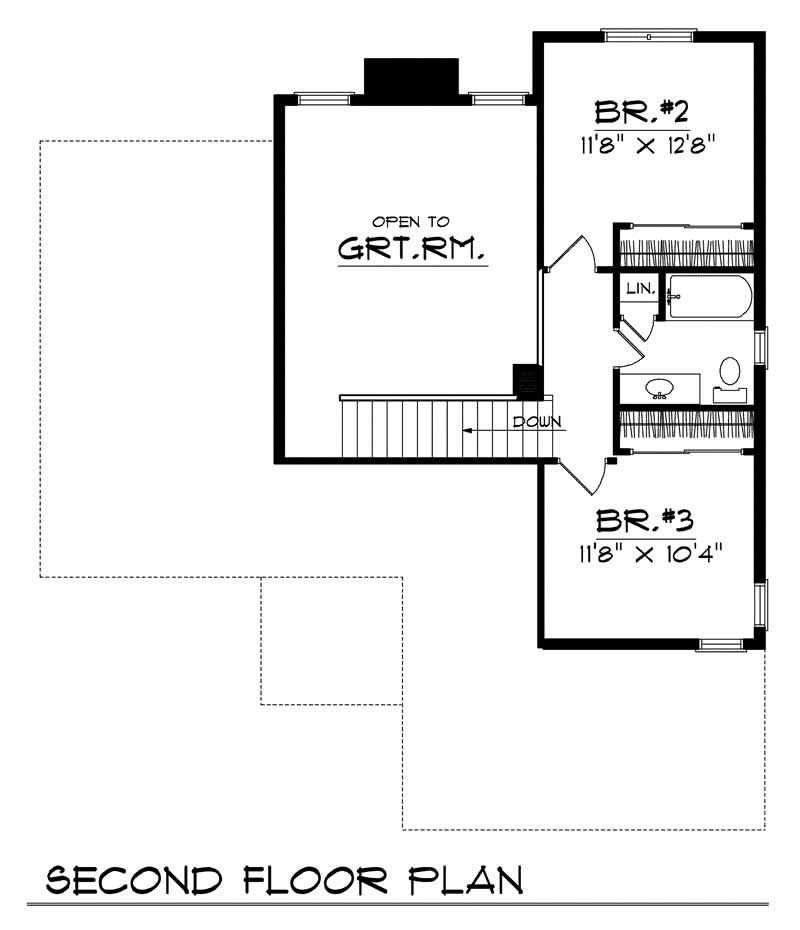 Floor Plan Second Story of Ranch Plan #101-1591