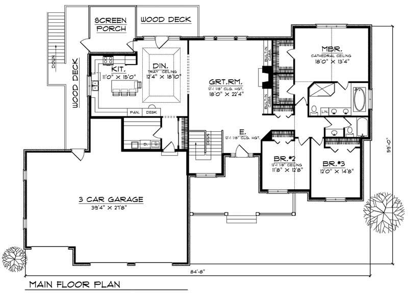 Floor Plan First Story of European Plan #101-1592