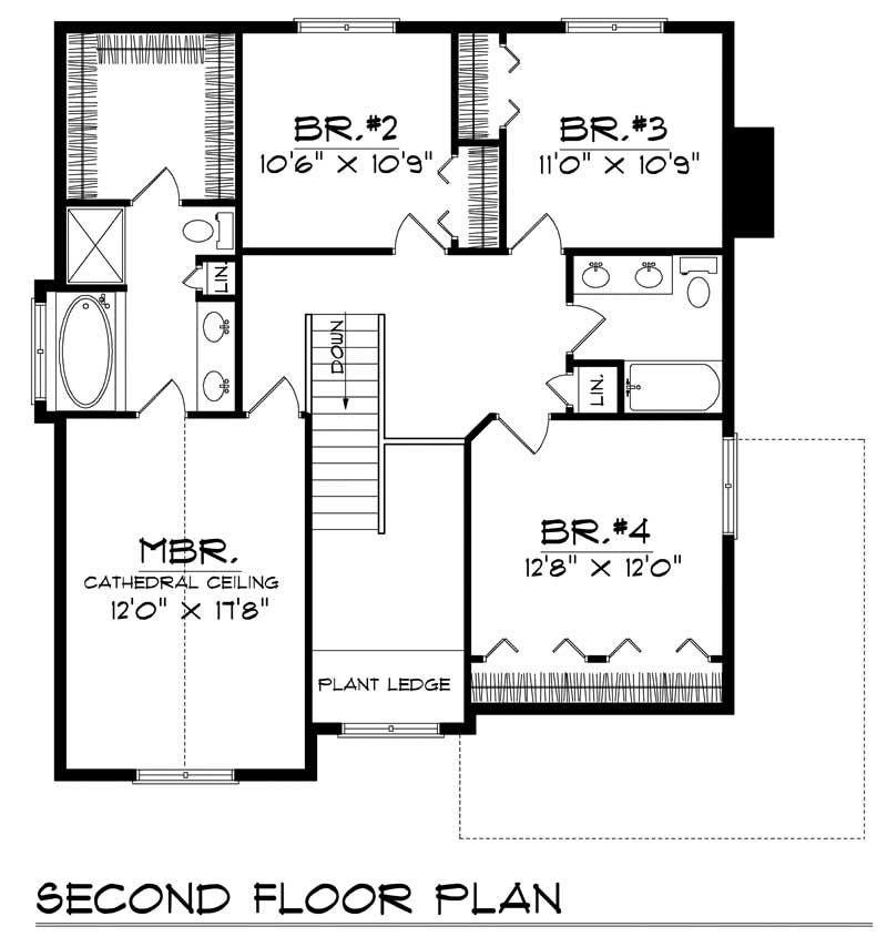 Floor Plan Second Story of Country Plan #101-1593