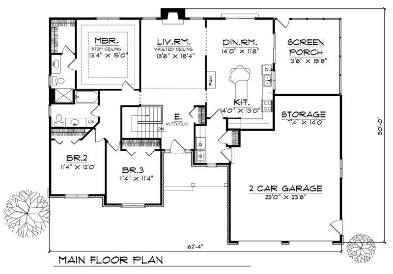 Floor Plan First Story of Ranch Plan #101-1594