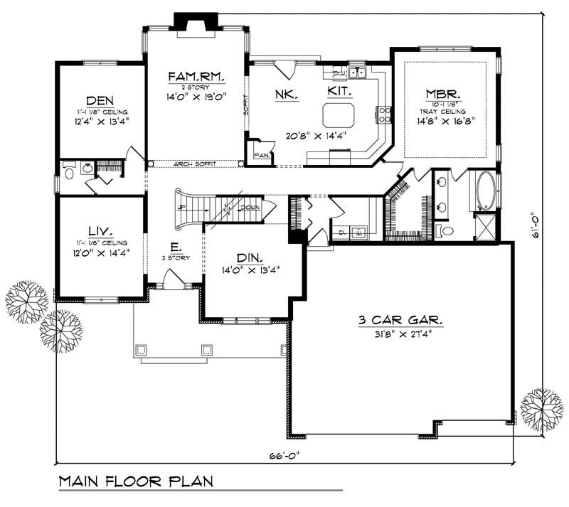 Floor Plan First Story of Country Plan #101-1595