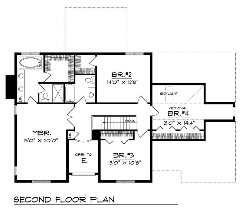 Floor Plan Second Story of Country Plan #101-1596
