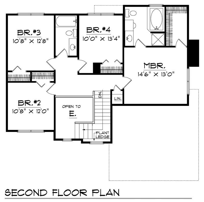 Floor Plan Second Story of Country Plan #101-1600