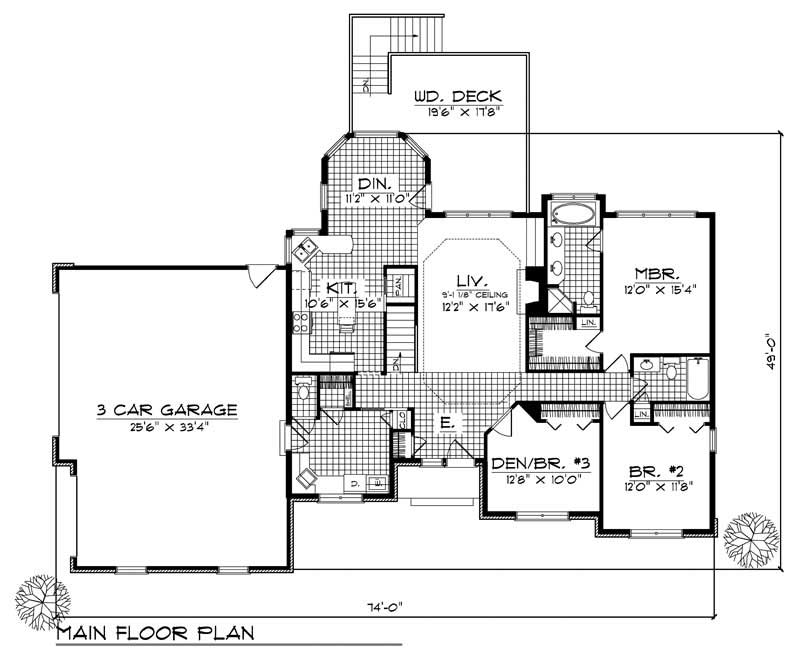Floor Plan First Story of Ranch Plan #101-1601
