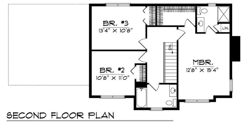 Floor Plan Second Story of Farmhouse Plan #101-1603