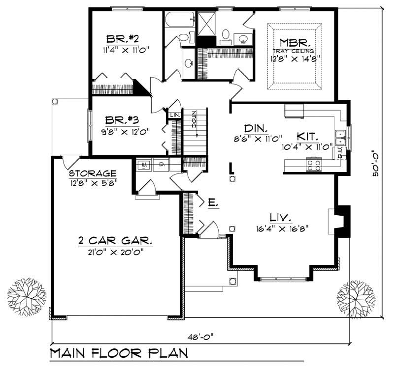 Floor Plan First Story of Bungalow Plan #101-1604