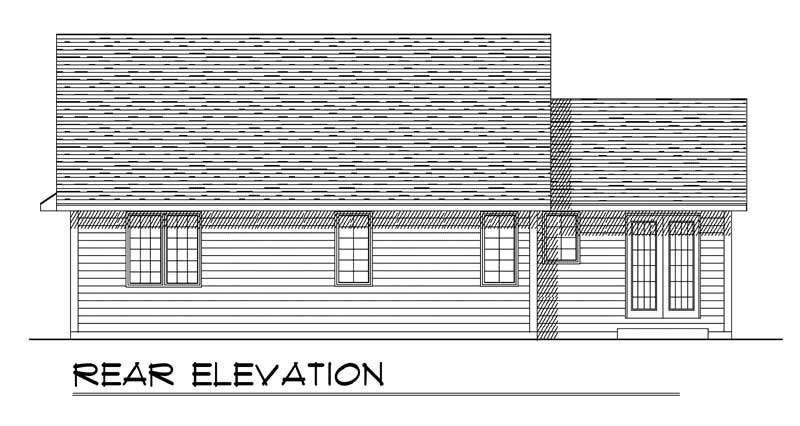 Home Plan Rear Elevation of this 3-Bedroom,1370 Sq Ft Plan -101-1606