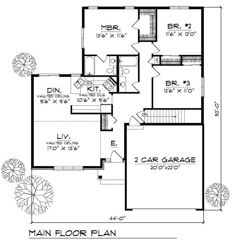 Floor Plan First Story of Ranch Plan #101-1606