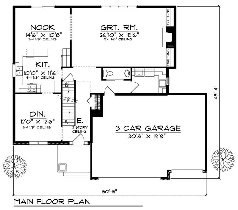 Floor Plan First Story of Craftsman Plan #101-1609