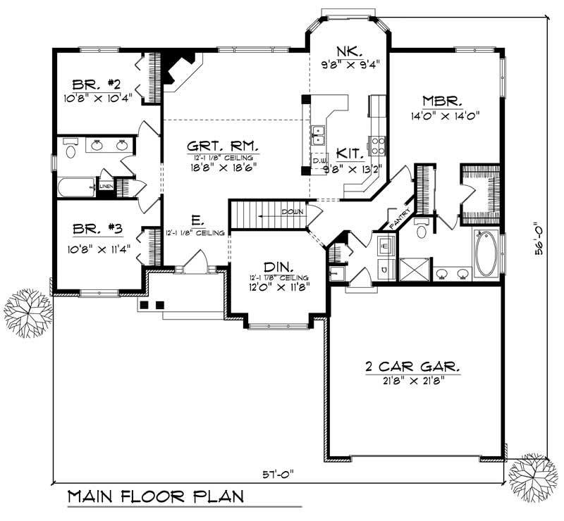 Floor Plan First Story of Ranch Plan #101-1612
