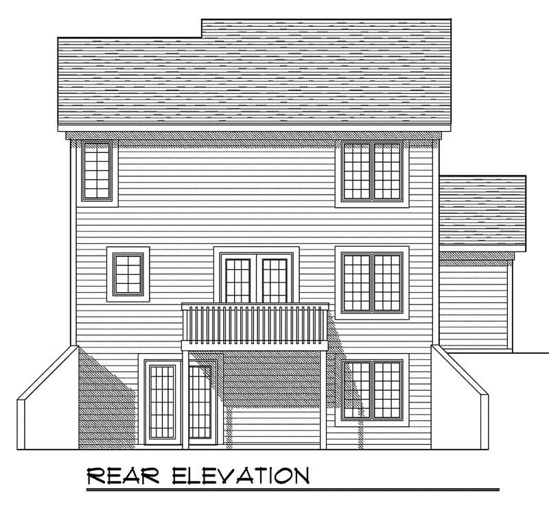 Home Plan Rear Elevation of this 3-Bedroom,1585 Sq Ft Plan -101-1613