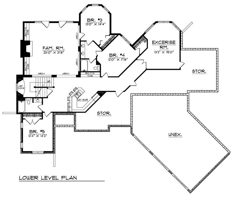 Floor Plan Basement of European Plan #101-1614